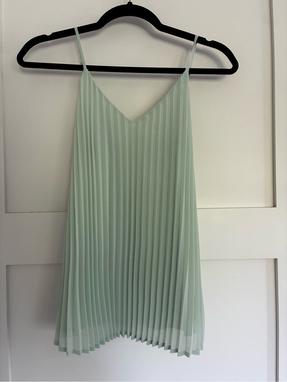 Light Mint Pleated Spaghetti Strap Top